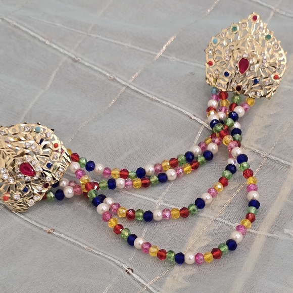 Multicolor Beaded Double Rings - Picture 4 of 4